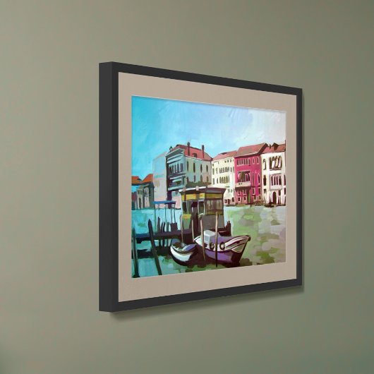 Schilderij van een Vaporetto Station - Venetië, It Poster