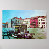 Schilderij van een Vaporetto Station - Venetië, It Poster (Voorkant)