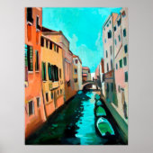 Schilderij van een Venetiaans kanaal Poster (Voorkant)