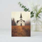 Schilderij van een verlaten landelijke kerk briefkaart (Staand voorkant)