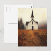 Schilderij van een verlaten landelijke kerk briefkaart (Voorkant / Achterkant)