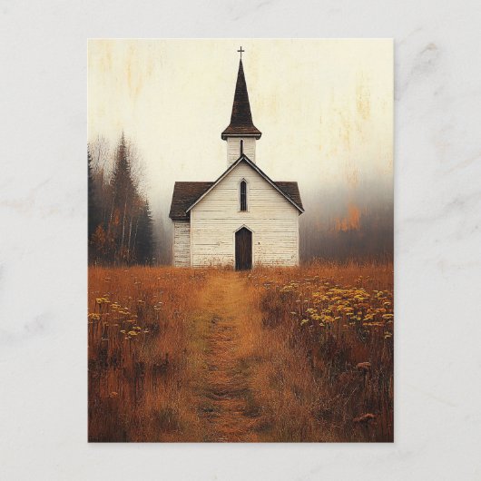 Schilderij van een verlaten landelijke kerk briefkaart (Voorkant)