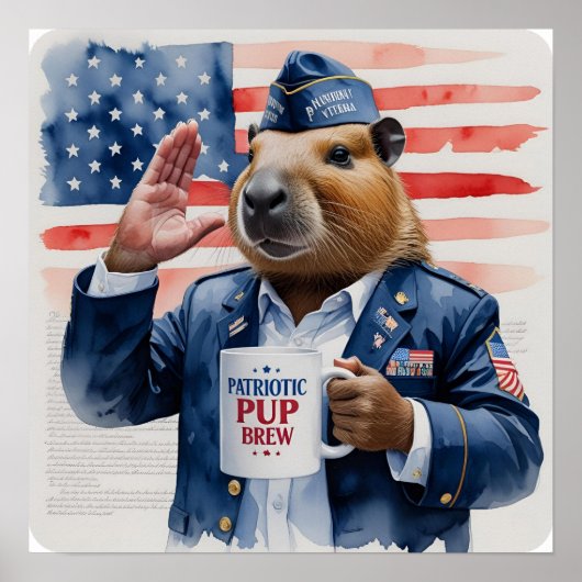 Schilderij van een veterane capybara in waterverf poster (Voorkant)