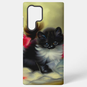 Schilderij van een vintage zwart-witte kitten samsung galaxy hoesje