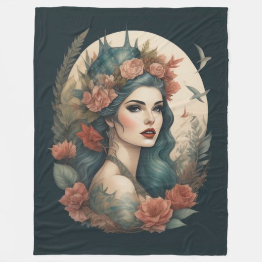 Schilderij van een vrouw fleece deken (Voorkant)