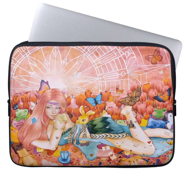 Schilderij van een vrouw titel: De Middag Laptop Sleeve (Voorkant)