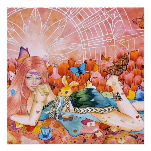 Schilderij van een vrouw titel: De Middag Perfect Poster (Voorkant)