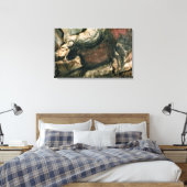 Schilderij van een zwarte stier, c.17000 BC (grot  Canvas Afdruk (Insitu (Slaapkamer))