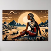 Schilderij van Egyptische vrouwen in de woestijnpi Poster (Voorkant)