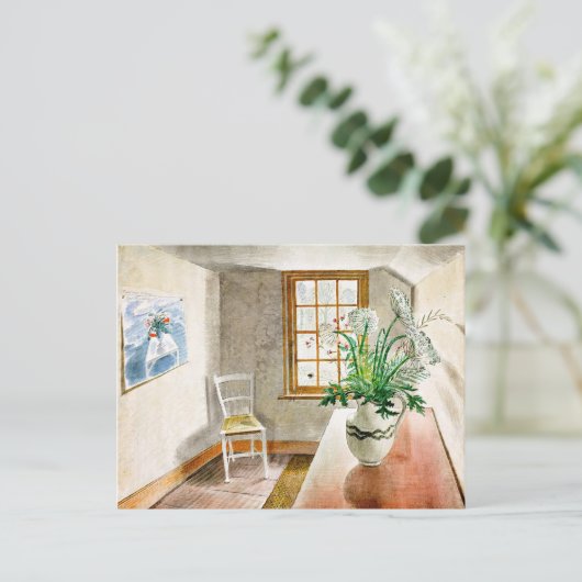 Schilderij van Eric Ravilious, Interieur van Ironb Feestdagenkaart (Staand voorkant)