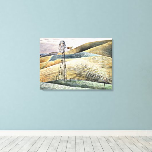 Schilderij van Eric Ravilious, Windmolen Canvas Afdruk (Insitu (Houten vloer))