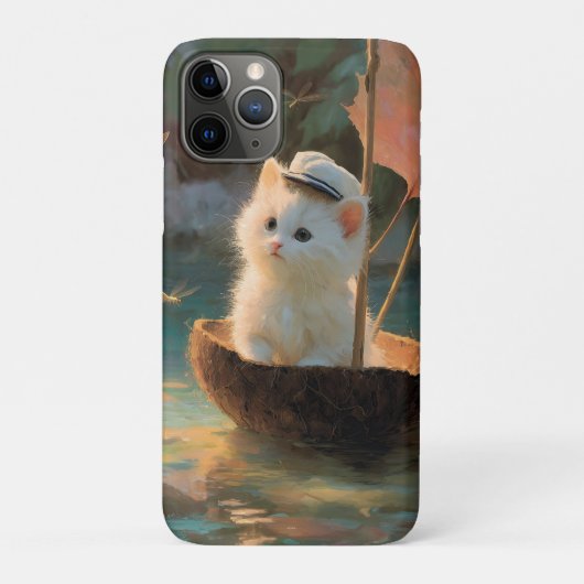 Schilderij van Fluffy Witte Kitten Zeilend in Koko Case-Mate iPhone Case (Achterkant)