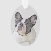 Schilderij van Franse Bulldog (Brindle Pied) - Hon Ornament (voorkant)