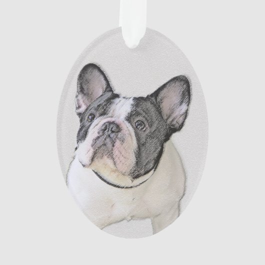 Schilderij van Franse Bulldog (Brindle Pied) - Hon Ornament (achterkant)