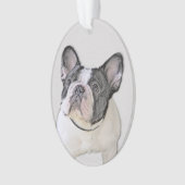 Schilderij van Franse Bulldog (Brindle Pied) - Hon Ornament (voorkant)