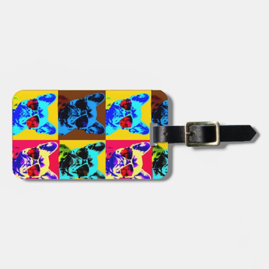 schilderij van Franse bulldog in pop stijl Bagagelabel (Voorkant horizontaal)