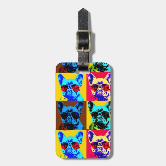 schilderij van Franse bulldog in pop stijl Bagagelabel (Voorkant verticaal)