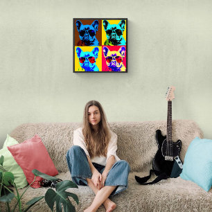 schilderij van Franse bulldog in pop stijl Poster