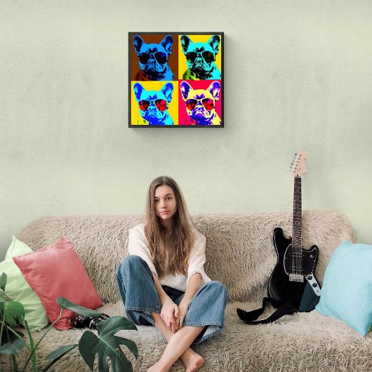 schilderij van Franse bulldog in pop stijl Poster