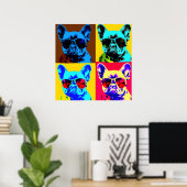 schilderij van Franse bulldog in pop stijl Poster (Thuiskantoor)