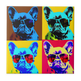 schilderij van Franse bulldog in pop stijl Tegeltje