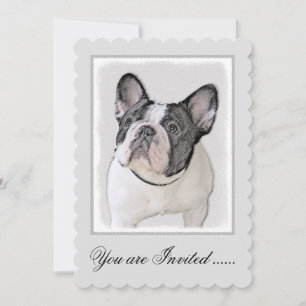 Schilderij van Franse Bulldog (Tigervlekken en Wit Kaart