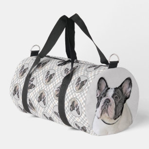 Schilderij van Franse Bulldog Witte Zwarte Gevlekt Plunjezak