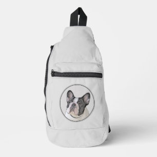 Schilderij van Franse Bulldog Witte Zwarte Gevlekt Sling Bag