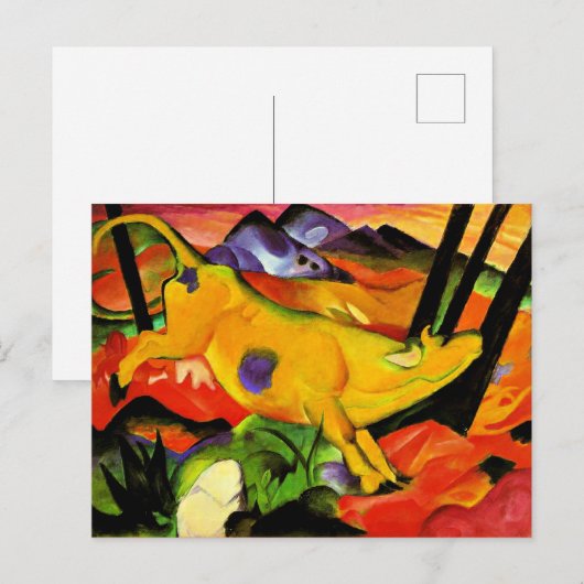Schilderij van Franz Marc, De Gele Koe Briefkaart (Voorkant / Achterkant)