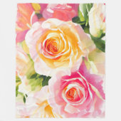 Schilderij van gele en roze rozen fleece deken (Voorkant)