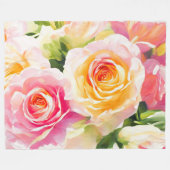 Schilderij van gele en roze rozen fleece deken (Voorkant (Horizontaal))