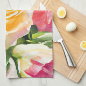 Schilderij van gele en roze rozen theedoek (Quarter Fold)