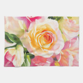 Schilderij van gele en roze rozen theedoek (Horizontaal)