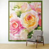 Schilderij van gele en roze rozen wandkleed (In situ)