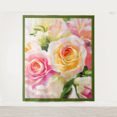 Schilderij van gele en roze rozen wandkleed (Voorkant)