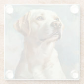 SCHILDERIJ VAN GELE LABRADOR RETRIEVER HOND GLAZEN ONDERZETTER (Achterkant)