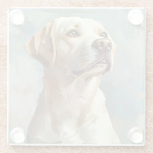 SCHILDERIJ VAN GELE LABRADOR RETRIEVER HOND GLAZEN ONDERZETTER (Achterkant)