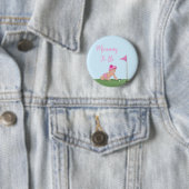 Schilderij van Golf Baby Girl Sweet Caddy Big Sist Ronde Button 5,7 Cm (In situ)