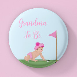 Schilderij van Golf Baby Girl Sweet Caddy Big Sist Ronde Button 5,7 Cm