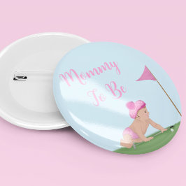 Schilderij van Golf Baby Girl Sweet Caddy Big Sist Ronde Button 5,7 Cm