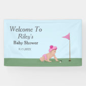 Schilderij van Golf Baby Girl Sweet Caddy Welkom Spandoek (Horizontaal)