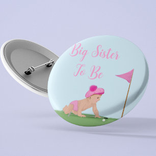 Schilderij van golf babymetje schattige caddy grot ronde button 5,7 cm