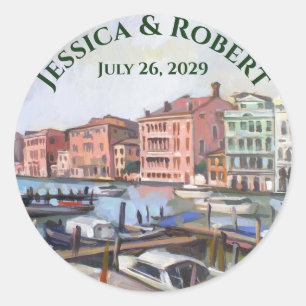 Schilderij van Grand Canal, Venetië, Italië Huweli Ronde Sticker