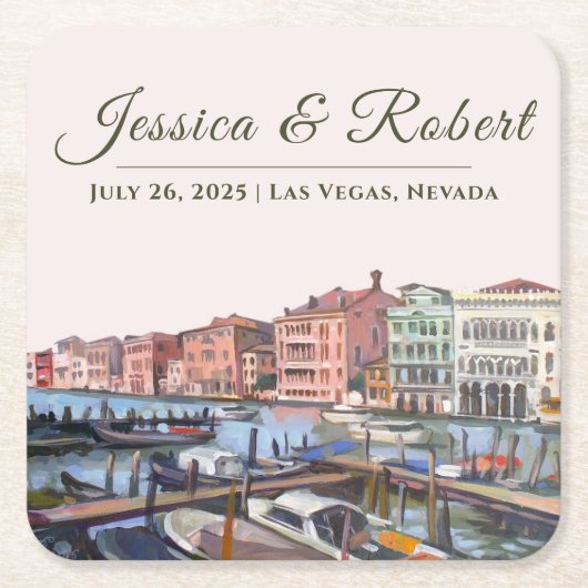 Schilderij van Grand Canal, Venetië, Italië Kartonnen Onderzetters (Voorkant)