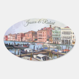 Schilderij van Grand Canal, Venetië, Italië Ovale Sticker