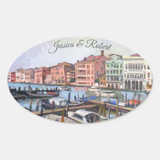 Schilderij van Grand Canal, Venetië, Italië Ovale Sticker