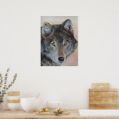 schilderij van grijze wolf poster (Keuken)