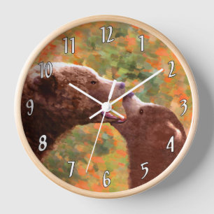 Schilderij van grizzlybeermoeder en -welp, natuurk