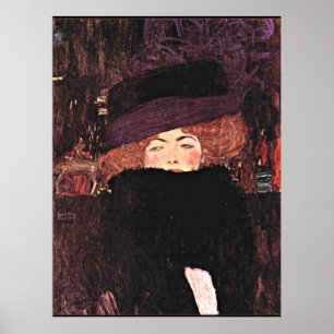 Schilderij van Gustav Klimt, Dame met bontmuts en  Poster