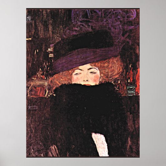Schilderij van Gustav Klimt, Dame met bontmuts en Poster (Voorkant)
